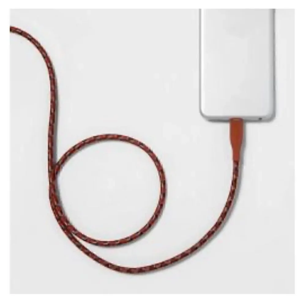 Heyday 6' LTNG to USB-C Cable for iPhone and iPad in white camo & terra cotta